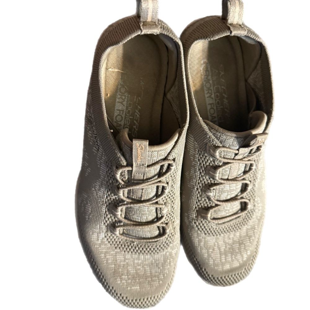 Skechers Lightweight Slip-On Knit Sneakers in Taupe